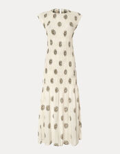 Par & Escala Bee Smocked Sun Print Maxi Dress, White (WHITE), large