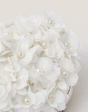 Appliqu&eacute; Floral Cluster Clip Frame Bag, Ivory (IVORY), large