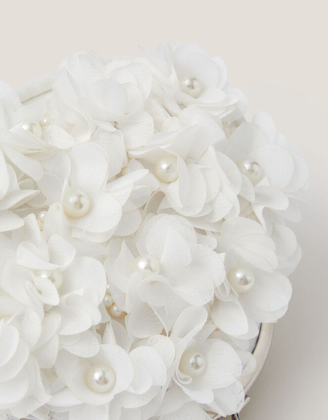 Appliqu&eacute; Floral Cluster Clip Frame Bag, Ivory (IVORY), large