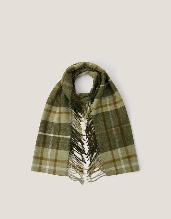 Soha Check Tassel Scarf, , large