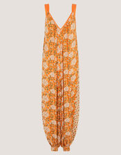 Carris Floral Print Jumpsuit, Orange (ORANGE), large