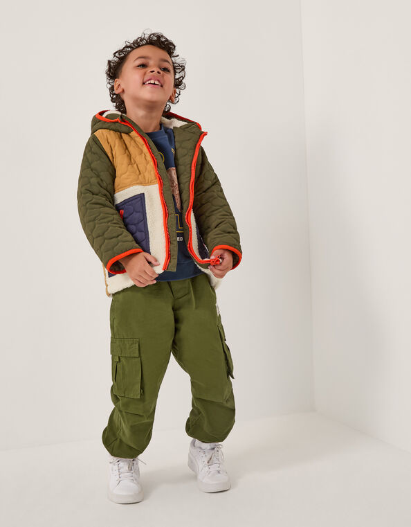 Colorblock Borg Quilted Jacket, Multi (MULTI), large