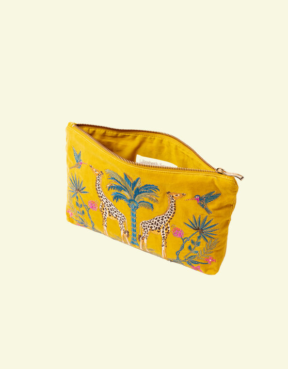 Elizabeth Scarlett Wild Giraffe Palm Velvet Pouch, , large