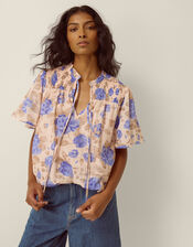 Lori Floral Bubble Hem Blouse, Ivory (IVORY), large