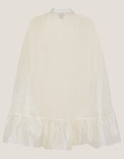 Pearl Trim Organza Cape, White (WARM IVORY), large