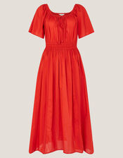 Lane Pintuck Lace Midi Dress, Orange (RUST), large