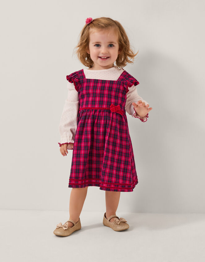 Baby Top & Tartan Pinafore Dress Set, Red (RED), large