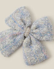 Tweed Bow Hair Clip, , large