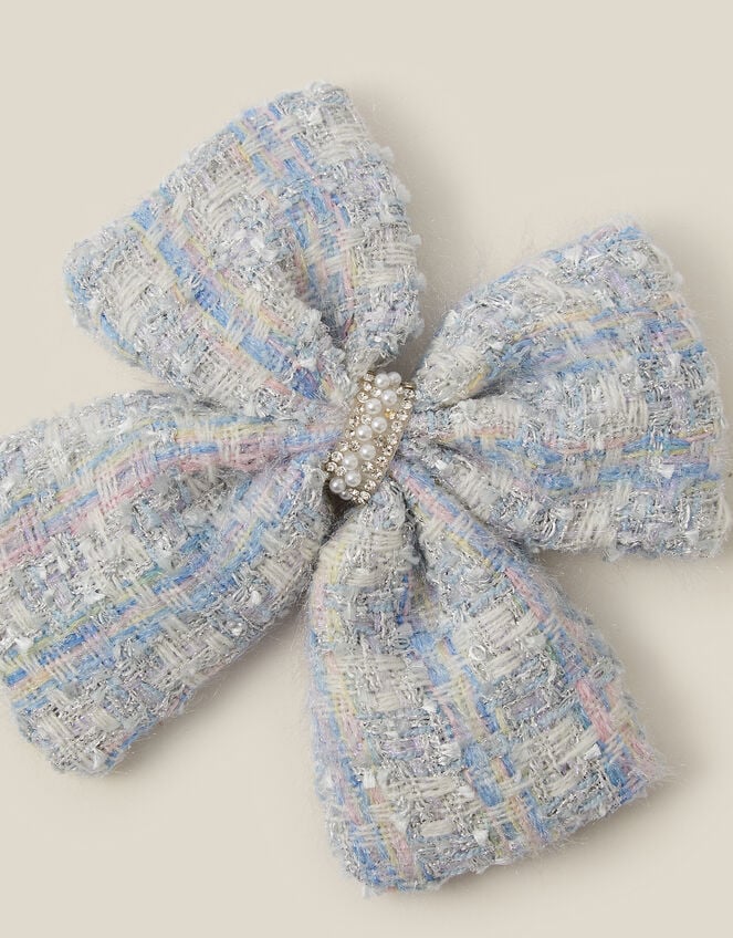 Tweed Bow Hair Clip, , large