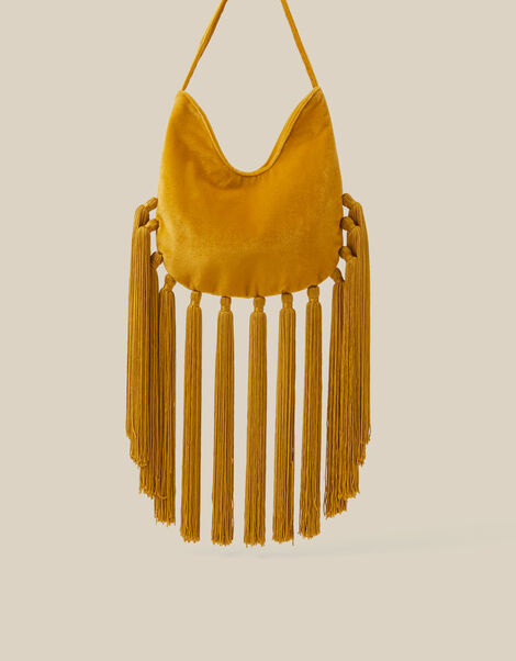 Tia Velvet Tassel Bag, , large