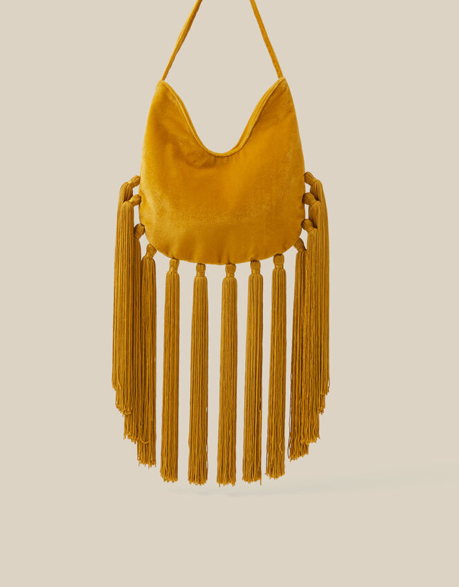 Tia Velvet Tassel Bag, , large