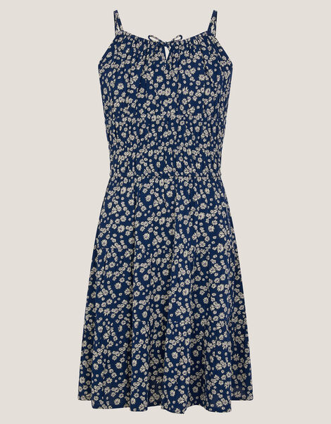 Strappy Floral Print Sundress, Blue (NAVY), large
