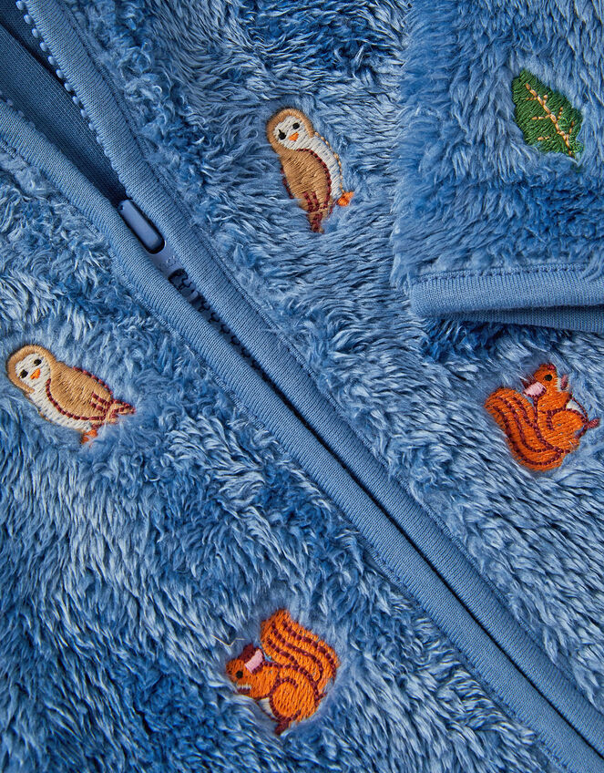 Newborn Woodland Fleece Hoodie, Blue (BLUE), large