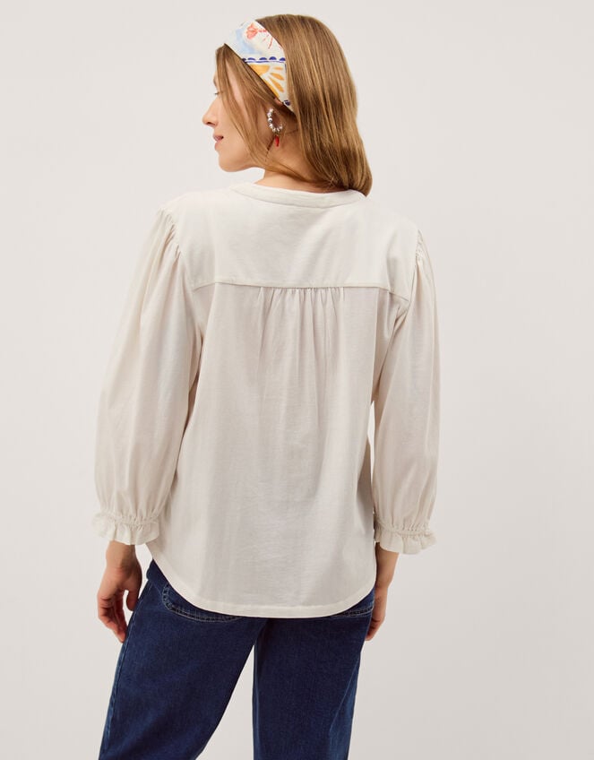 Leila Lace Jersey Top, Ivory (IVORY), large