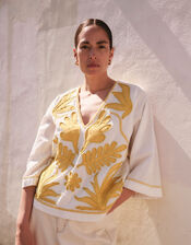 East Mella Hand-Appliqu&eacute; Cotton Top, White (WHITE), large