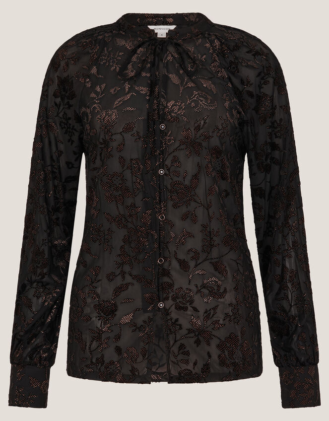 Dory Sparkle Devor&eacute; Shirt, Black (BLACK), large