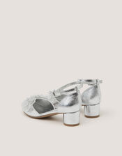 Diamant&eacute; Flower Block Heels, Silver (SILVER), large