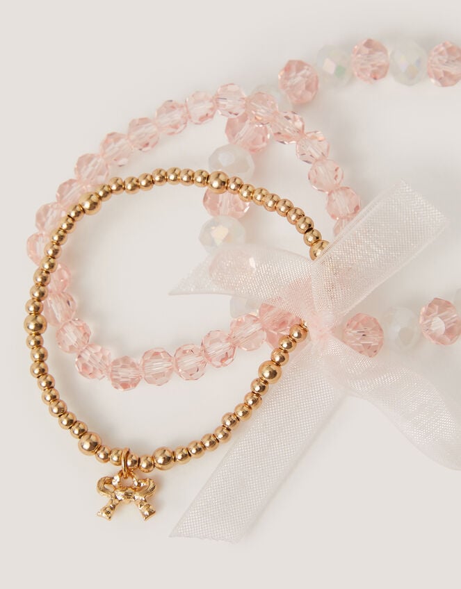 3-Pack Organza Bow Bead Bracelets, , large