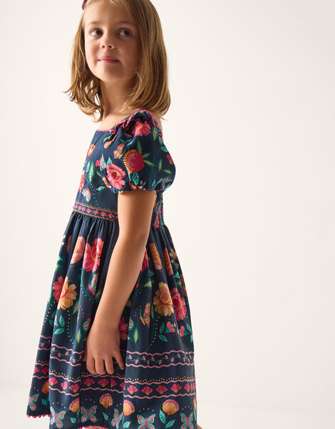 Aurelia Floral Print Dress , Blue (NAVY), large