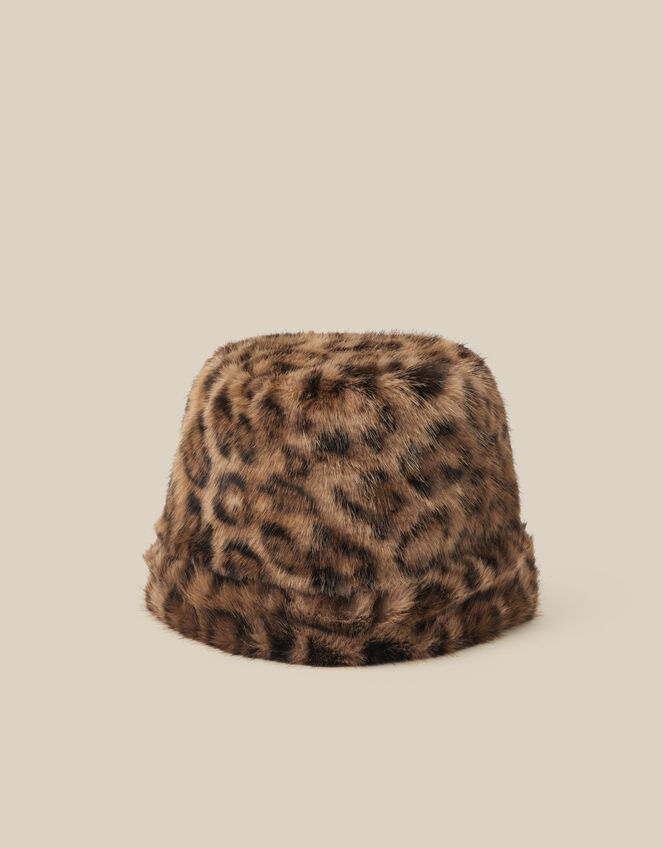Niya Leopard Print Faux Fur Hat, , large