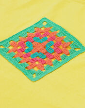 Frugi Crochet Pocket T-Shirt, Yellow (YELLOW), large