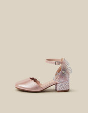 Closed-Toe Butterfly Glitter Heels, Pink (PINK), large