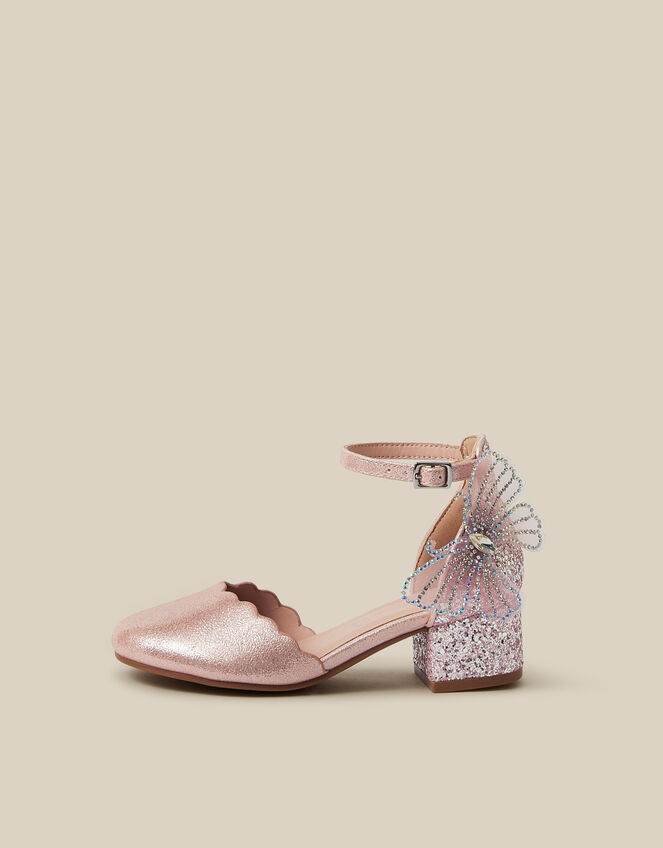 Closed-Toe Butterfly Glitter Heels, Pink (PINK), large