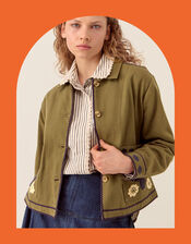 East Bella Floral Embroidered Jacket, Green (GREEN), large