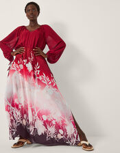 Lilian Floral Print Ombr&eacute; Maxi Dress, Red (RED), large