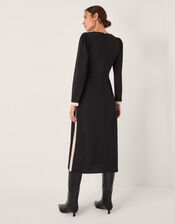 Paloma Contrast Panel Jersey Midi Dress, Black (BLACK), large