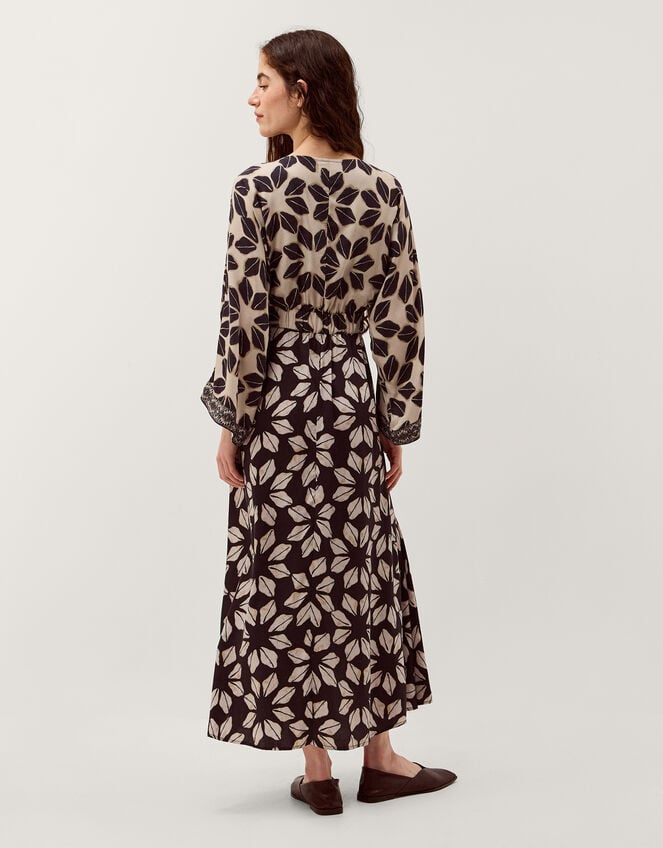 Ellison V-Neck Floral Print Midi Dress, Blue (NAVY), large