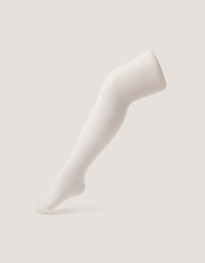 40 Denier Lace Tights, White (WHITE), large