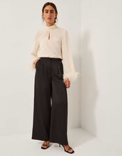 Luella Feather Cuff Top, Ivory (IVORY), large