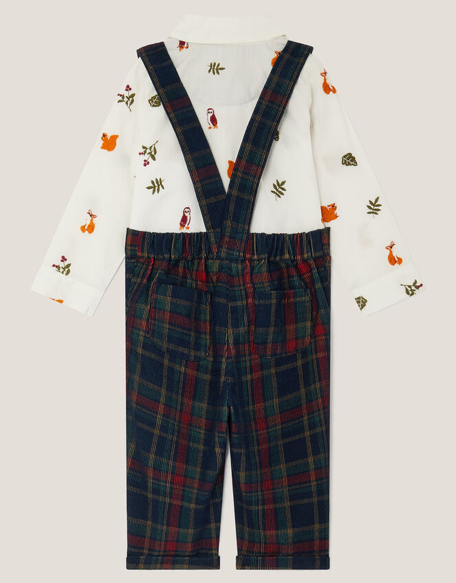 Newborn Woodland Shirt & Dungarees Set, Blue (NAVY), large
