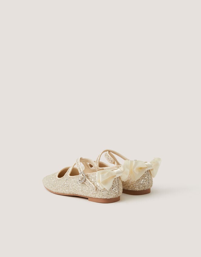 Glitter Crossover Ballet Flats, Ivory (IVORY), large