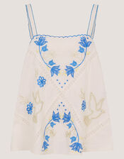 Sophie Sleeveless Embroidered Top, Ivory (IVORY), large