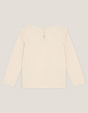 Floral Embroidered Long Sleeve Top , Ivory (IVORY), large