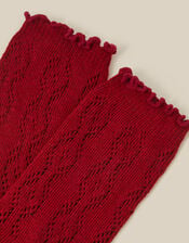 Frill Pointelle Socks, Red (RED), large
