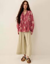 East Krista Hand-Batik Floral Top, Pink (DUSKY PINK), large