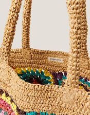 Pippa Crochet Raffia Beach Bag, , large