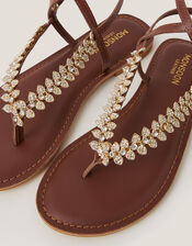 Bria Diamant&eacute; Crossover Leather Sandals, Natural (NEUTRAL), large