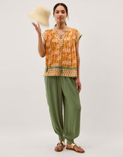 Reese Textured Balloon Trousers, Green (KHAKI), large