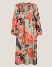 Carmen Floral Midi Tunic Dress, Green (SAGE), large