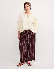 Callie Thorpe x Monsoon Tie Linen Blend Top, Natural (STONE), large