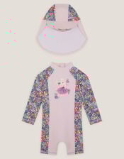 Baby Floral UPF50+ Swimsuit & Sun Hat, Pink (PINK), large