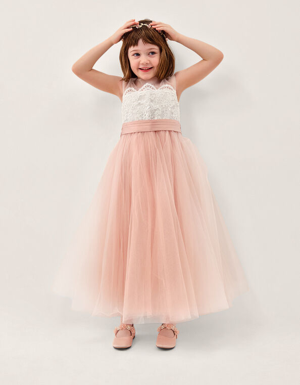 Cynthia Corded Lace Party Dress, Pink (PINK), large