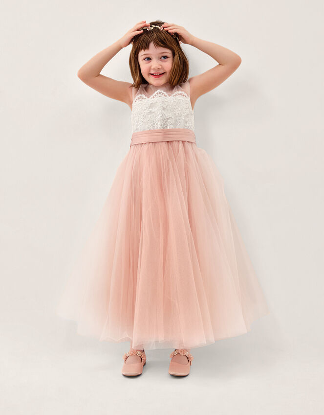 Cynthia Corded Lace Party Dress, Pink (PINK), large