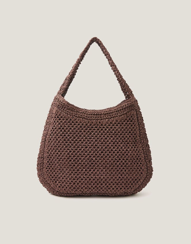 Hari Scoop Raffia Shoulder Bag, Brown (CHOCOLATE), large