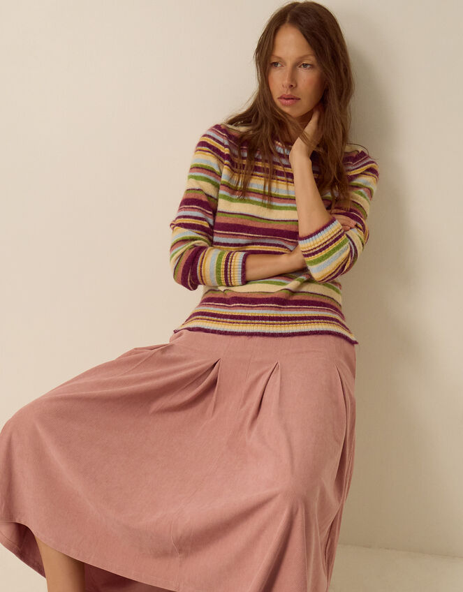 Shiloh Stretch Corduroy Midi Skirt, Pink (PINK), large