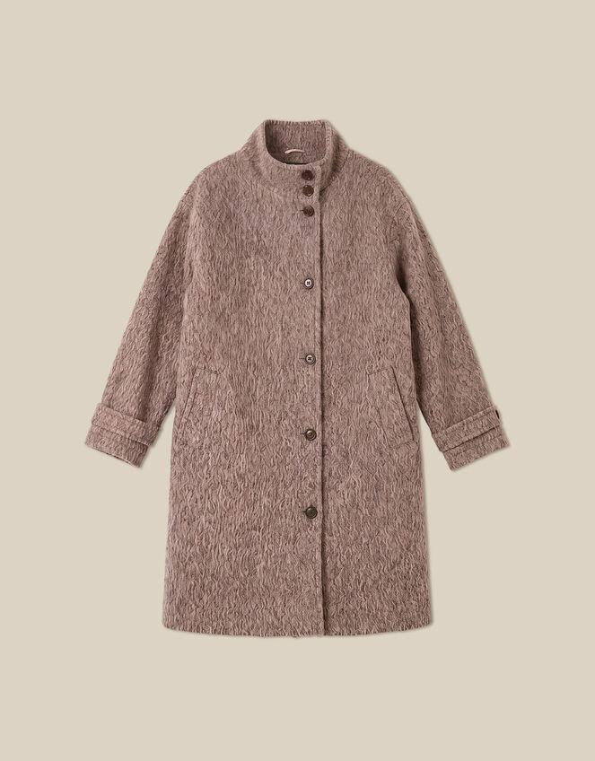 Belle Funnel Neck Boucl&eacute; Coat, Mink (MINK), large